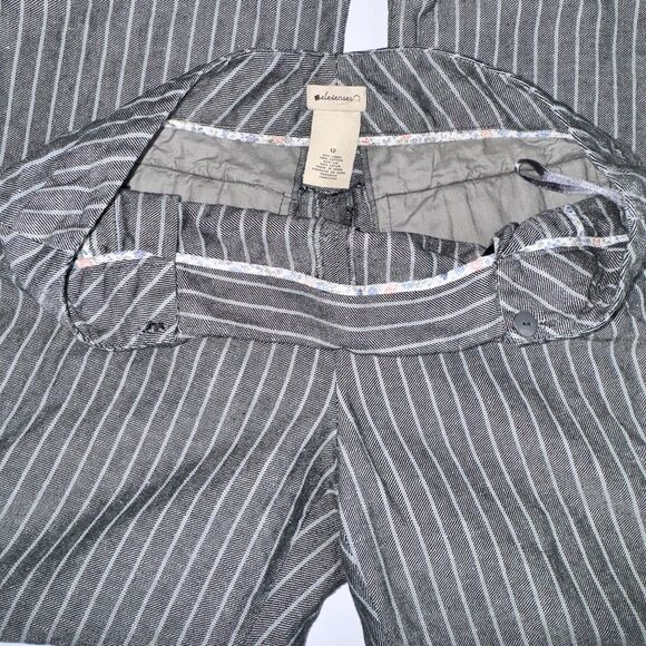 Elevenses Women's Size 12 Striped Wide Leg Linen Blend Pants Sailor Style - Picture 5 of 12